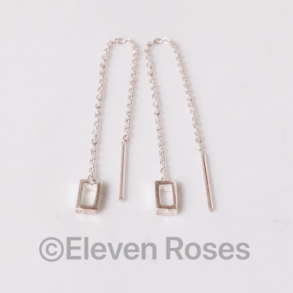 Sterling Silver Chain Dangle Threader Earrings - Picture 3 of 6